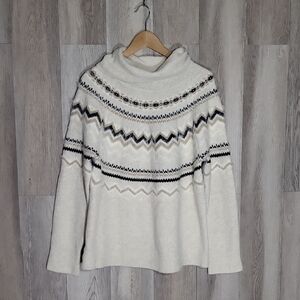 🛍Loft Womens XL Fair Isle Fuzzy Wool Turtleneck‎ Sweater Raglan Sleeve Warm